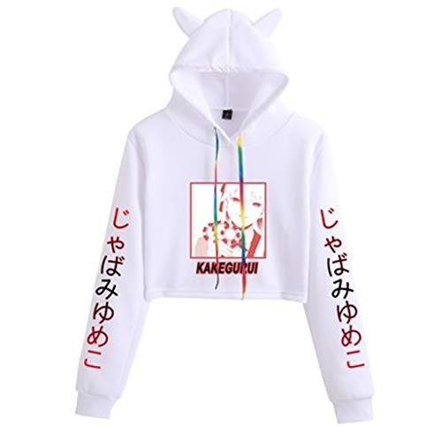 New Cute Kakegurui Manga Crop Top Hoodies for Women Teen Girls Anime Yumeko Jabami Runa Yomozuki Cosplay Sweater Top -B-WhiteS-