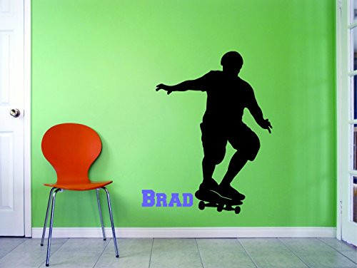 PERSONALIZED Custom Name Professional Skateboarding Teen Bedroom Kids Sticker Vinyl Wall Decal 14 Inches x 28 Inches