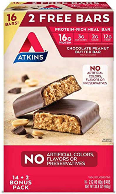 Atkins Protein-Rich Meal Bar -16ct Chocolate Peanut Butter 2.12 Ounce -16 Count-- Atkins Protein-Rich Meal Bar -16ct Chocolate Peanut Butter 2.12 Ounce -16 Count--