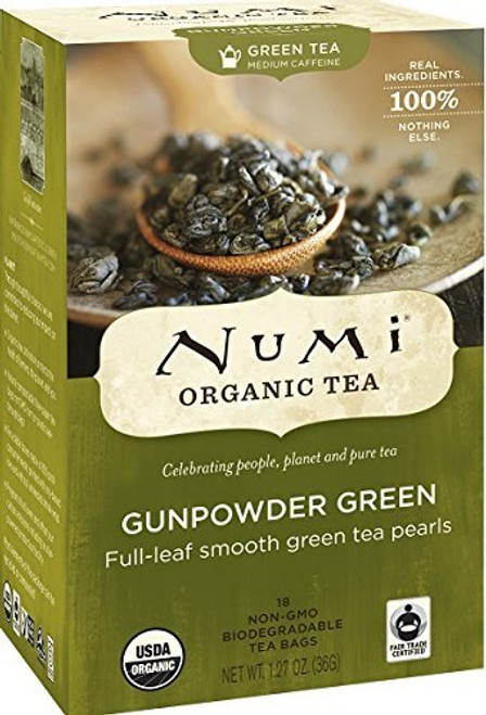 Numi Organic Tea Gunpowder Green Full Leaf Green Tea 18 Count Tea Bags -Pack