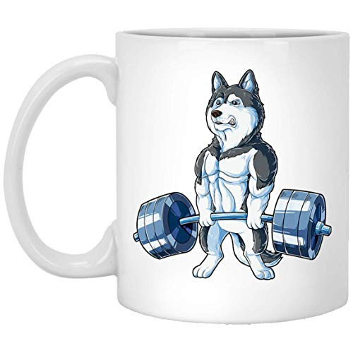 Siberian Husky Weightlifting Coffee Mug - Funny Deadlift Fitness Gym Mug 15oz Siberian Husky Weightlifting Coffee Mug - Funny Deadlift Fitness Gym Mug 15oz