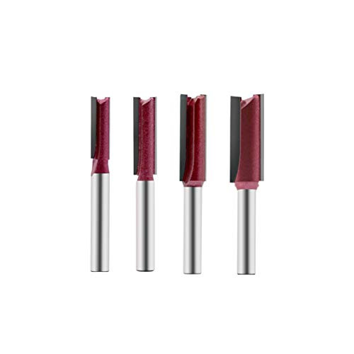 4pcs Tungsten Carbide Double Flute Straight Router Bits Wood Router Bit 1/4" Shank Set for Woodworking Groove Chisel bits