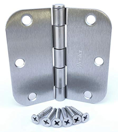 -Pack of 18- W2Ent 3.5" x 3.5" Satin Nickel Door Hinges with 5-8" Radius Corners Brushed Nickel