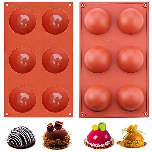 Large 6 Holes Semi Sphere Silicone Mold Baking Mold for Making Hot Chocolate Bomb Candy Molds for Making Cake Jelly Pudding Dome Mousse -2 Pack- Large 6 Holes Semi Sphere Silicone Mold Baking Mold for Making Hot Chocolate Bomb Candy Molds for Making Cake Jelly Pudding Dome Mousse -2 Pack-