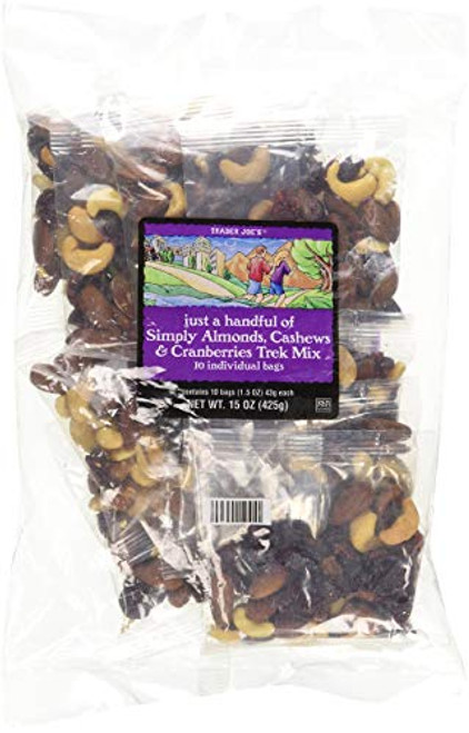 Trader Joe's Just A Handful of Simply The Best Almonds Cashews and Cranberries Trek Mix 10 Individual Bags - PACK OF 2 Trader Joe's Just A Handful of Simply The Best Almonds Cashews and Cranberries Trek Mix 10 Individual Bags - PACK OF 2