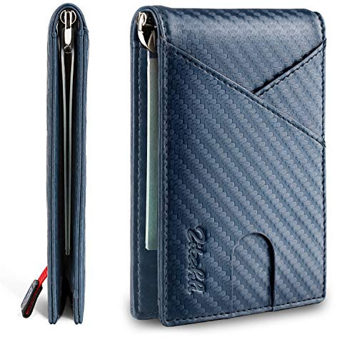 Zitahli Mens Slim Wallet with Money Clip RFID Blocking Bifold Credit Card Holder for Men with ID Window and Gift Box Fitting up to 10 Cards