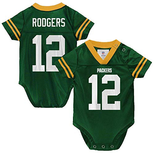 Outerstuff NFL Newborn Infants Team Color Name and Number Home Player Creeper Bodysuit Jersey -Aaron Rodgers Green Bay Packers Green Home 18 Months-