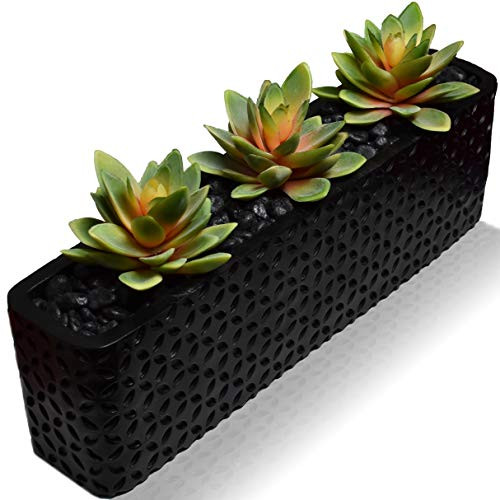 SEEKO Faux Succulents - Potted Artificial Plants for Home Decor Indoor Artificial Succulents - Fake Plants Decor Potted Succulents Office Plants - Faux Potted Plant - Succulent Planter -Black- SEEKO Faux Succulents - Potted Artificial Plants for Home Decor Indoor Artificial Succulents - Fake Plants Decor Potted Succulents Office Plants - Faux Potted Plant - Succulent Planter -Black-