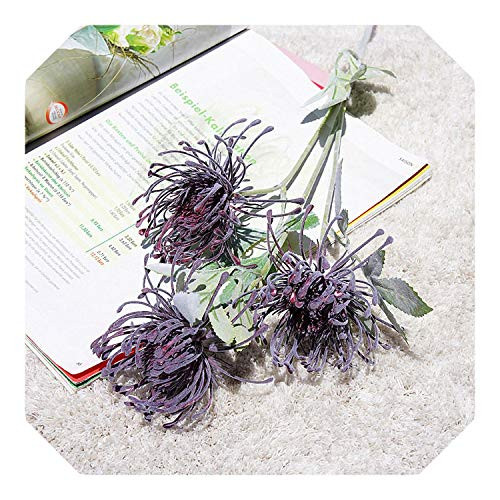 Dreamture Flocked Leucospermum Artificial Flowers for Wedding Decoration Flores artificiales Plastic Fake Flower Plant -B-