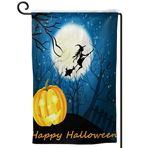 ZHENGLONGhuayuanqiduoma Happy Halloween Witch Pumpkin Jack O Lantern Castle Garden Flag Home Flag Outdoor Flags