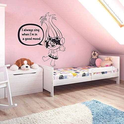 Poppy Troll Trolls Movie Cartoon Character Kids Wall Sticker Art Decal for Girls Boys Kids Room Bedroom Nursery Kindergarten House Fun Home Decor Stickers Wall Art Vinyl Decoration Size -20x18 inch-