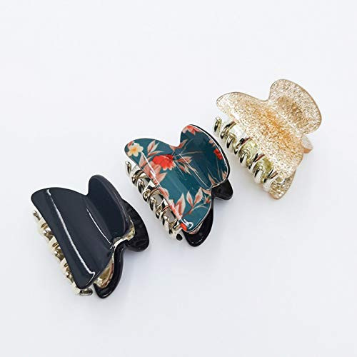 3Pcs-Lot Acrylic Flower Small Hair Claw Clips Women Girls Glitter Plastic Crabs Clamp Make Up Barrette Hairgrip AccessoriesO