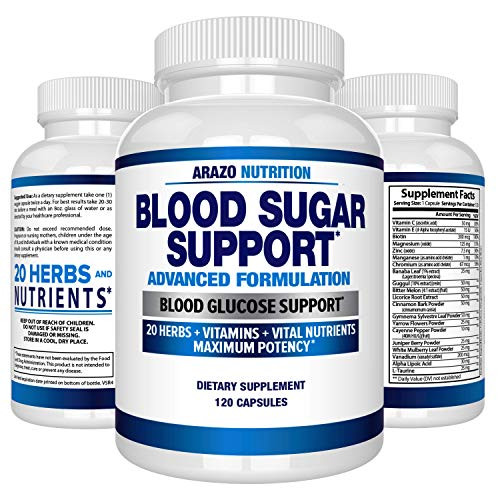 Blood Sugar Support Supplement - 20 Herbs & Multivitamin for Blood Sugar Control with Alpha Lipoic Acid & Cinnamon - 120 Pills - Arazo Nutrition Blood Sugar Support Supplement - 20 Herbs & Multivitamin for Blood Sugar Control with Alpha Lipoic Acid & Cinnamon - 120 Pills - Arazo Nutrition