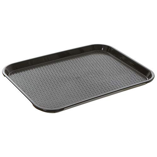 Fast Food Tray 14 x 18 Black Rectangular Polypropylene Serving Tray for Cafeteria Diner Restaurant Food Courts