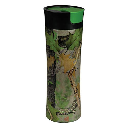 River's Edge Products Green Camo Travel Mug Spill Proof Lid Stainless Steel 16 Ounce