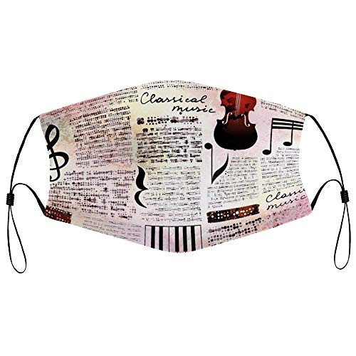 Roupaze Unisex Face Mask Classical Music Theme Instruments Piano Violin Notes Symbols Face Mouth Cover Balaclavas Bandana for Adults with 16 Filter Roupaze Unisex Face Mask Classical Music Theme Instruments Piano Violin Notes Symbols Face Mouth Cover Balaclavas Bandana for Adults with 16 Filter