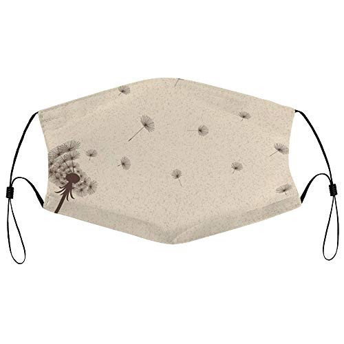 Roupaze Unisex Face Mask Blown Dandelion Blossom and Flying Fluffy Petals Fragile Garden Meadow Plant Vintage Face Mouth Cover Balaclavas Bandana for Adults with 16 Filter Roupaze Unisex Face Mask Blown Dandelion Blossom and Flying Fluffy Petals Fragile Garden Meadow Plant Vintage Face Mouth Cover Balaclavas Bandana for Adults with 16 Filter