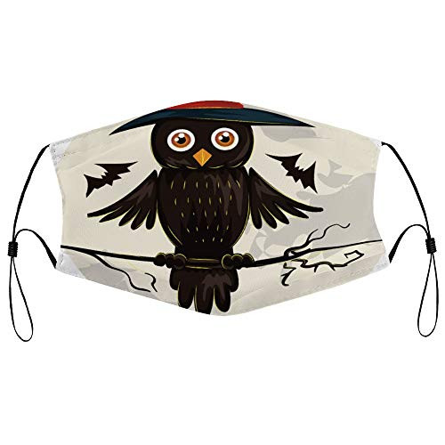 Roupaze Unisex Face Mask Halloween Owl Face Mouth Cover Balaclavas Bandana for Adults with 16 Filter