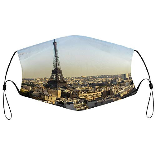 Roupaze Unisex Face Mask Cityscape with Eiffel Tower in Sun Face Mouth Cover Balaclavas Bandana for Adults with 16 Filter