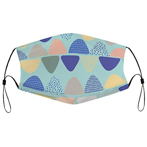 Roupaze Unisex Face Mask Concise Green Geometric Triangle Multicolor Pattern Face Mouth Cover Balaclavas Bandana for Adults with 16 Filter