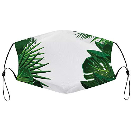 Roupaze Unisex Face Mask Leaves Exotic Fantasy Hawaiian Tropical Palm Tree Leaves with Stylish Floral Graphic Art Theme Green White Face Mouth Cover Balaclavas Bandana for Adults with 16 Filter Roupaze Unisex Face Mask Leaves Exotic Fantasy Hawaiian Tropical Palm Tree Leaves with Stylish Floral Graphic Art Theme Green White Face Mouth Cover Balaclavas Bandana for Adults with 16 Filter
