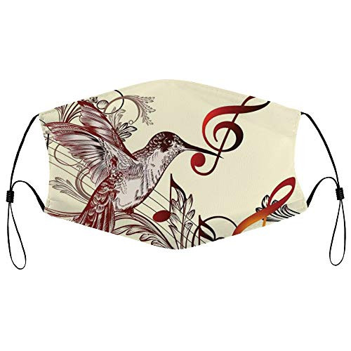 Roupaze Unisex Face Mask Flying Bird and Music Notes Clef Five Line Staff Musical Creative Artistic Ornate Face Mouth Cover Balaclavas Bandana for Adults with 16 Filter Roupaze Unisex Face Mask Flying Bird and Music Notes Clef Five Line Staff Musical Creative Artistic Ornate Face Mouth Cover Balaclavas Bandana for Adults with 16 Filter