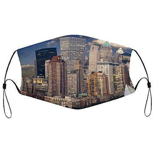 Roupaze Unisex Face Mask Yacht in Harbor with City Skyline Face Mouth Cover Balaclavas Bandana for Adults with 16 Filter
