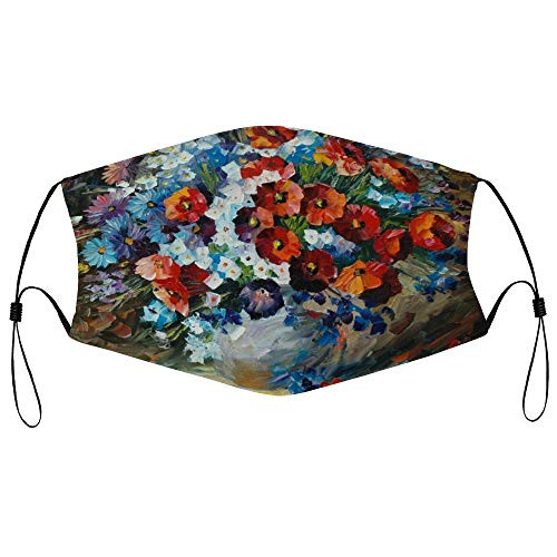 Roupaze Unisex Face Mask Flower Painting Wallpapers 1 Face Mouth Cover Balaclavas Bandana for Adults with 16 Filter