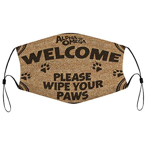 Roupaze Unisex Face Mask Welcome Please Wipe Your Paws Face Mouth Cover Balaclavas Bandana for Adults with 16 Filter