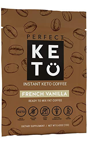 Perfect Keto Instant Coffee: Ketogenic Fat Coffee Sugar Free Cafe Latte w Coconut Oil MCT Creamer for Ketosis on Ketone Friendly Diet. Low Carb, No Ghee Butter. Ketosis for Brain (Vanilla)
