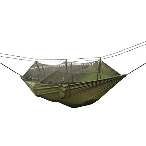 Agile-shop Camping Hammock, Mosquito Net Outdoor Travel Bed Lightweight Parachute Fabric Double Hammock for Indoor, Camping, Hiking, Backpacking, Backyard - Green Agile-shop Camping Hammock, Mosquito Net Outdoor Travel Bed Lightweight Parachute Fabric Double Hammock for Indoor, Camping, Hiking, Backpacking, Backyard - Green