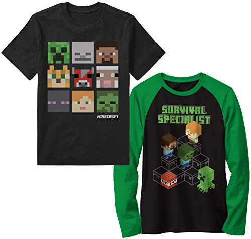 Minecraft Boys Video Game Character Graphics Long Short Sleeve Tees Black 8