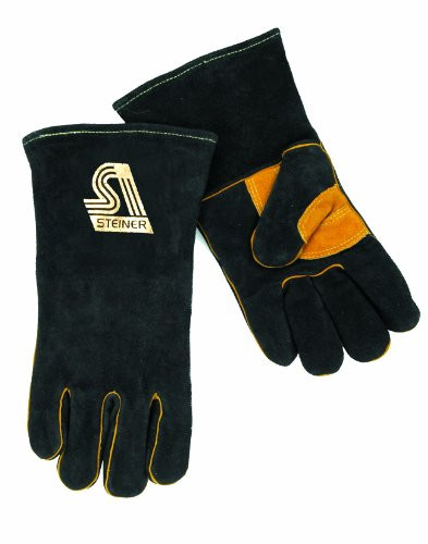 Steiner 2619B-L Welding Gloves Black B-Series Side Split Cowhide Foam Lined Back Large