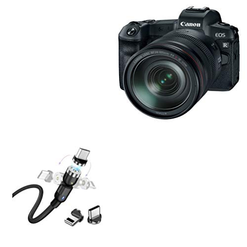Cable for Canon EOS R -Cable by BoxWave- - MagnetoSnap AllCharge Cable Magnet Charging Cable USB Type-C Micro USB for Canon EOS R - Jet Black