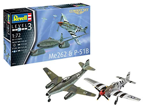Revell RV03711 03711 Combat Set Me262 and P-51B Mustang Plastic Model kit 1-72 Scale Unpainted Revell RV03711 03711 Combat Set Me262 and P-51B Mustang Plastic Model kit 1-72 Scale Unpainted