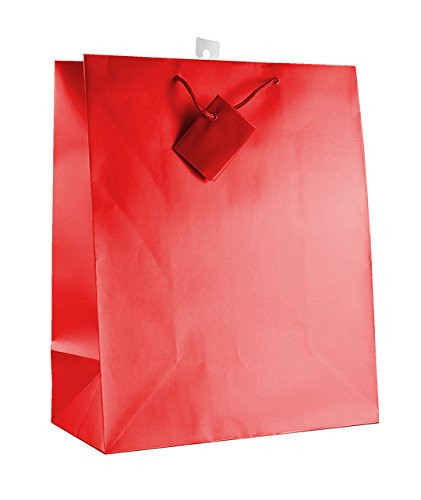 12-PC Solid Color Gift Bags, Matt Laminated, Red Color