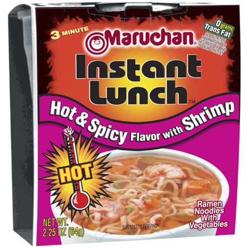 Maruchan HOT  and  SPICY FLAVOR with SHRIMP Instant Lunch 2.25oz -18 pack-