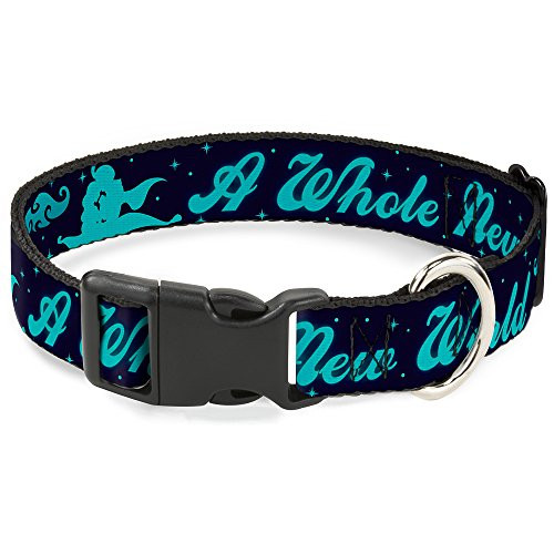 Buckle-Down Aladdin  and  Jasmine Silhouette A Whole New World Plastic Clip Collar Wide Small-13-18"