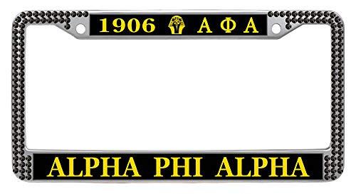 Framespolish B-APA03 Alpha Phi Alpha License Plate Frame Bling Black Rhinestones