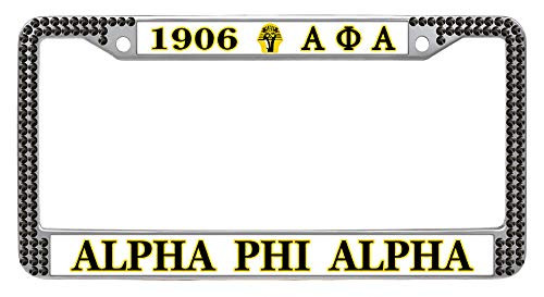 Framespolish B-APA04 Alpha Phi Alpha License Plate Frame Bling Black Rhinestones