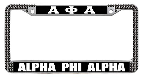 Framespolish B-APA09 Alpha Phi Alpha License Plate Frame Bling Black Rhinestones