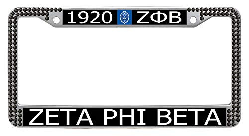Framespolish B-ZBP13 Zeta Phi Beta License Plate Frame Bling Black Rhinestones
