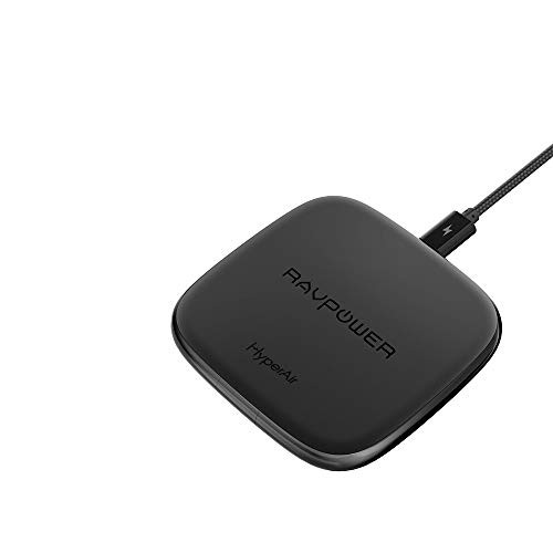 RAVPower Qi-Certified 10W Fast Wireless Charger for Galaxy S9+ S9 S8+ S8 Note 8 with HyperAir,7.5W Compatible iPhone Xs MAX XR XS X 8 Plus, and All Qi-Enabled Devices (No Adapter)