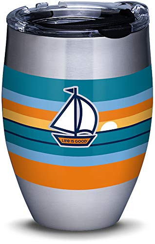 Tervis 1314691 Life is Good - Sailboat Sunset Stainless Steel Insulated Tumbler with Lid 12 oz Silver
