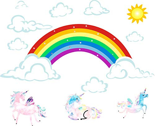 Easma Rainbow Wall Decals Unicorn Wall Decals Sun Decals Clouds Wall Decals Removable Wall Decor Peel&Stick Girls Decal Kid Nursery Bedroom Wall Stickers Easma Rainbow Wall Decals Unicorn Wall Decals Sun Decals Clouds Wall Decals Removable Wall Decor Peel&Stick Girls Decal Kid Nursery Bedroom Wall Stickers