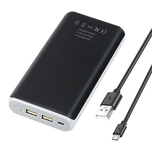 Power Bank,HUSAN 20000mAh High Capacity Portable Charger Dual USB Output External Battery Packs Portable Phone Charger Compatible with Samsung Android Smart Phone and Others (Black)