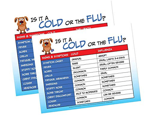 2 Pack- Flu vs Cold Posters - Flu Posters - Health Office Decorations - Health Posters for School Nurse Office - School Health Posters - Signs of The Flu - 17 x 22 inches - Laminated