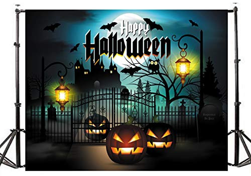 TMOTN 7x5ft Happy Halloween Moon Pumpkins Castle Lamps Party Decorations Photography Backdrop Photo Booth Background D1962