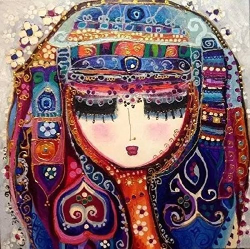 sweethome Girl in Full Dress ?Blue Cross Stitch Kits 14ct Egypt Cotton Thread 150x150 Stitch 37x37cm Cross Stitch Kits