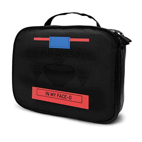 Put Queso in My Face O Cosmetic Bag Portable Makeup Pouch Travel Hanging Organizer Bag for Women Girls